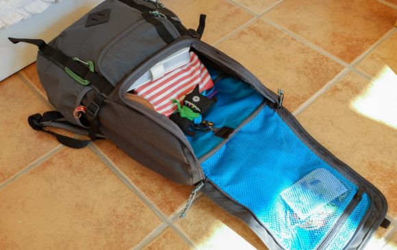 Jansport Hatchet Backpack in Grey Tar (Open Flap)