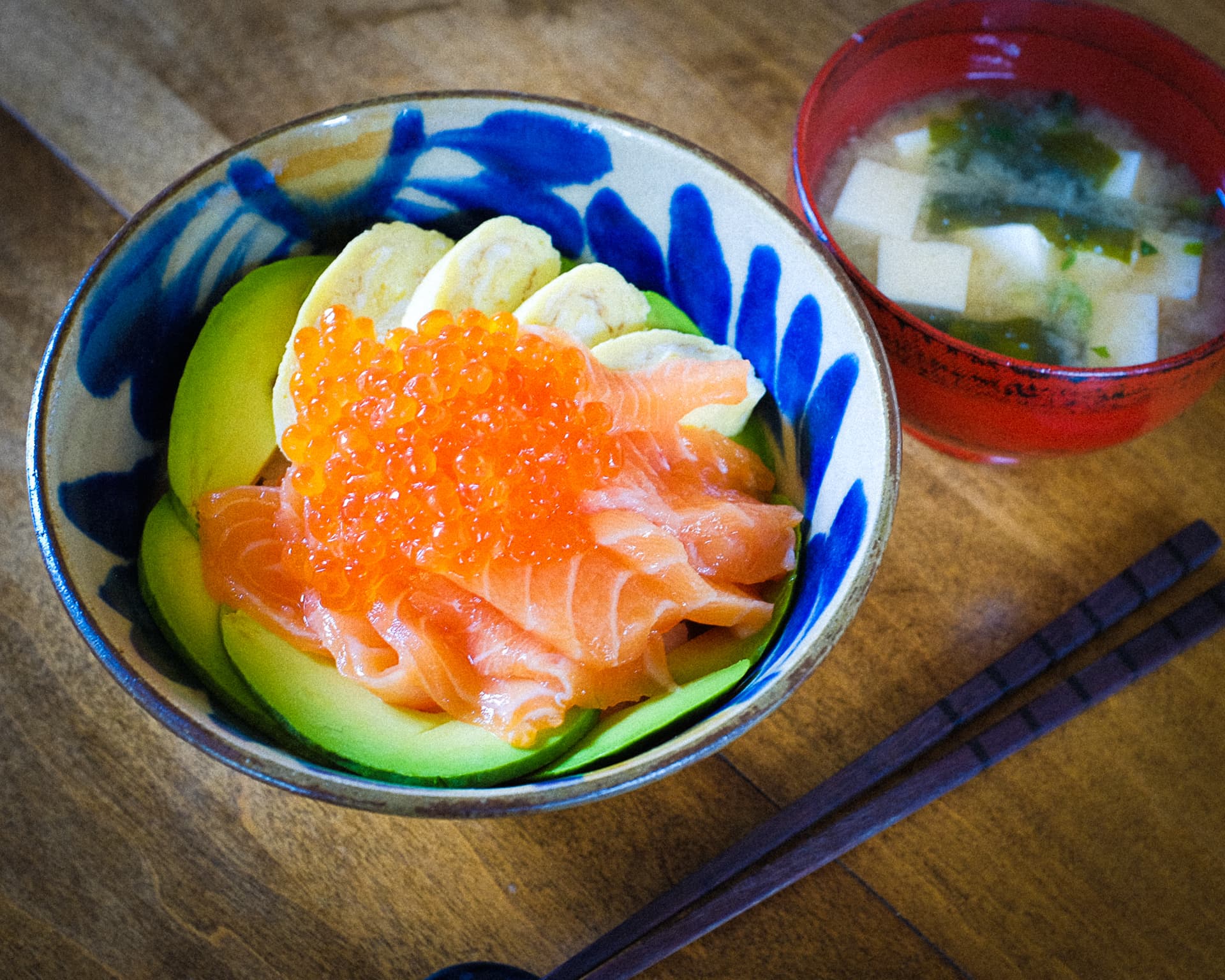 Bay’s Birthday Dinner Salmon and Ikura Donburi